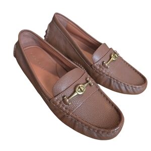 NEW! COACH Women's Crosby Driver Turnlock Flats Pebble Brown Size 10